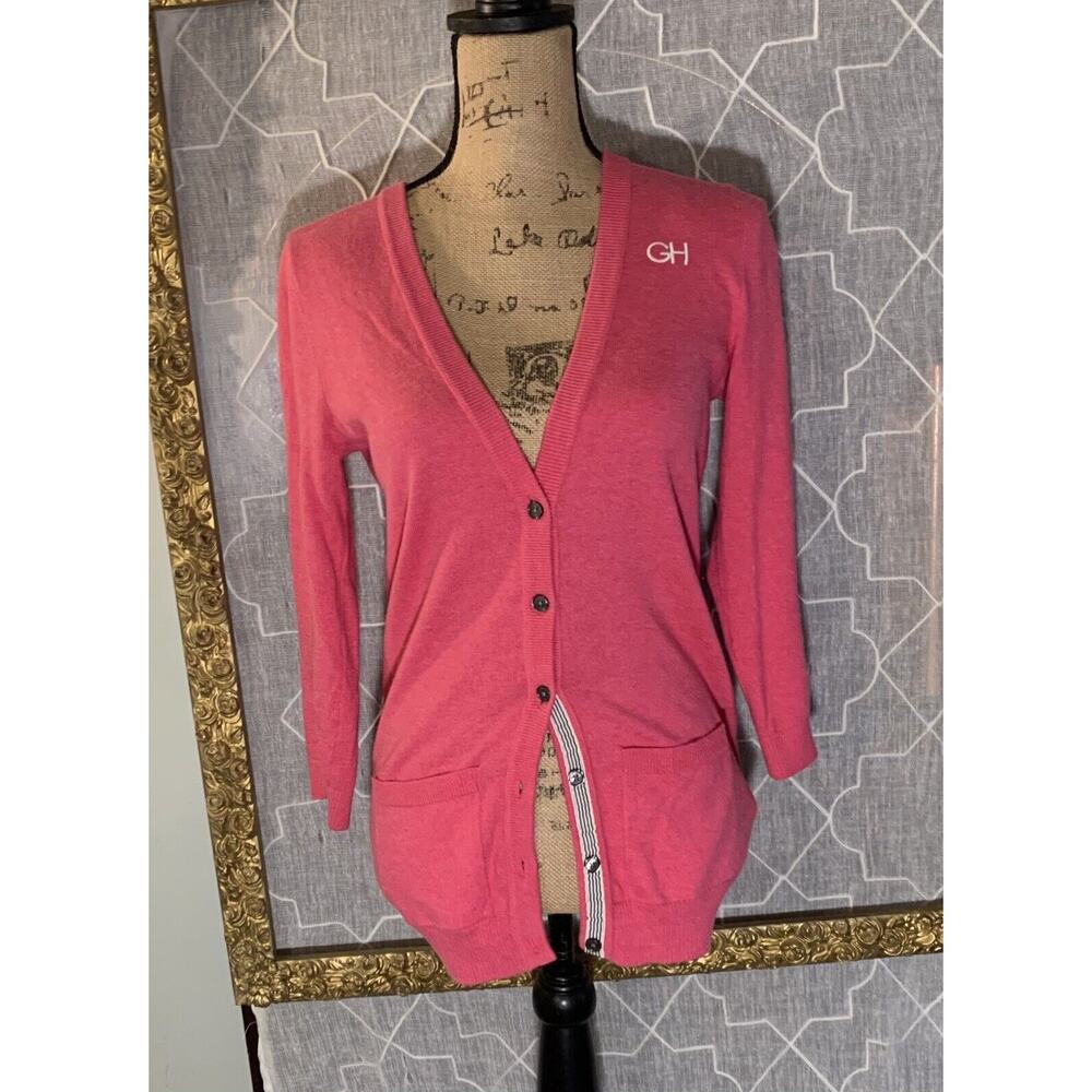 Gilly Hicks Y2K 90s Top Golf Tennis school Uniform Cardigan Sweater Sz M GH EUC